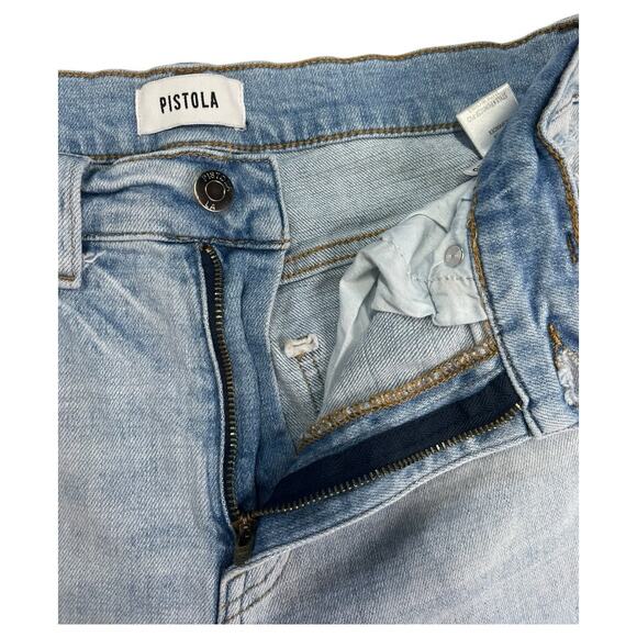 Pistola Jeans Womens 28 Blue Monroe Mid Rise Crop Cigarette Light Wash Straight - Picture 8 of 14